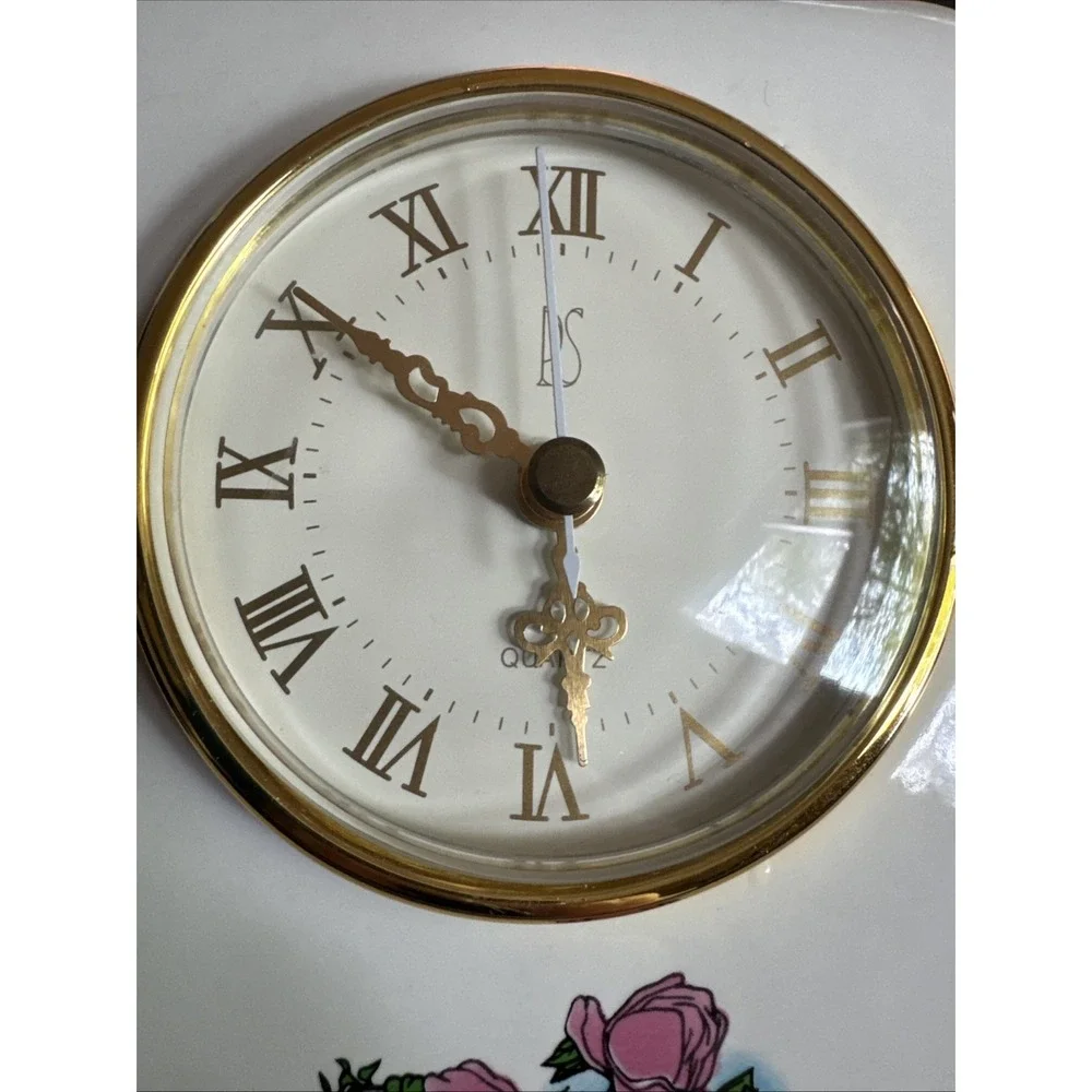 Paul Sebastian Mantel Clock‎ PS 1996 Limited Ed  Floral Porcelain Ceramic  VTG